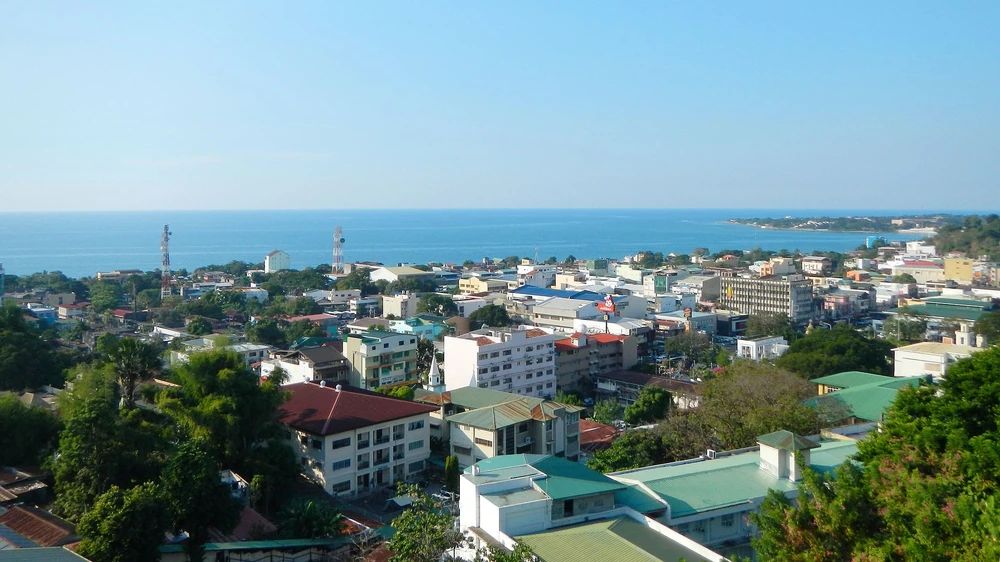 San Fernando City, La Union, looking out over the rooftops to the sea